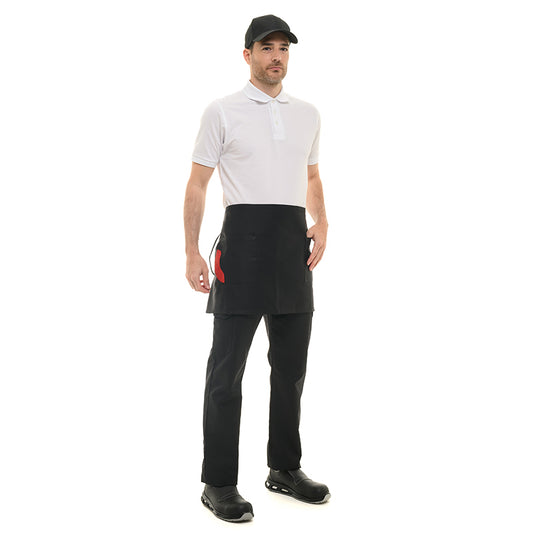 Manelli Alex black short apron, perfect for both professional and home cooks.