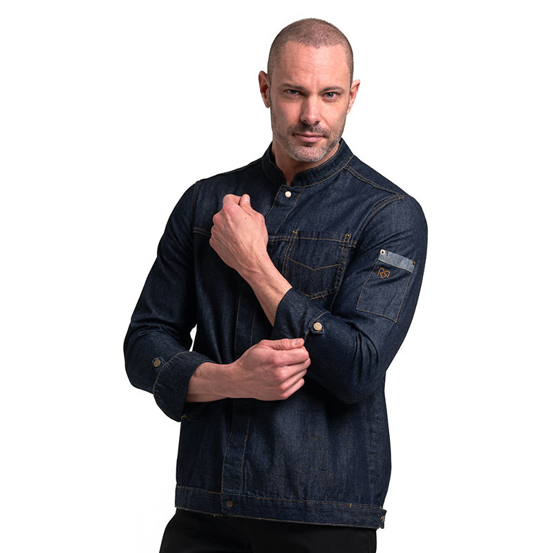 Professional denim chef coat with long sleeves by Robur