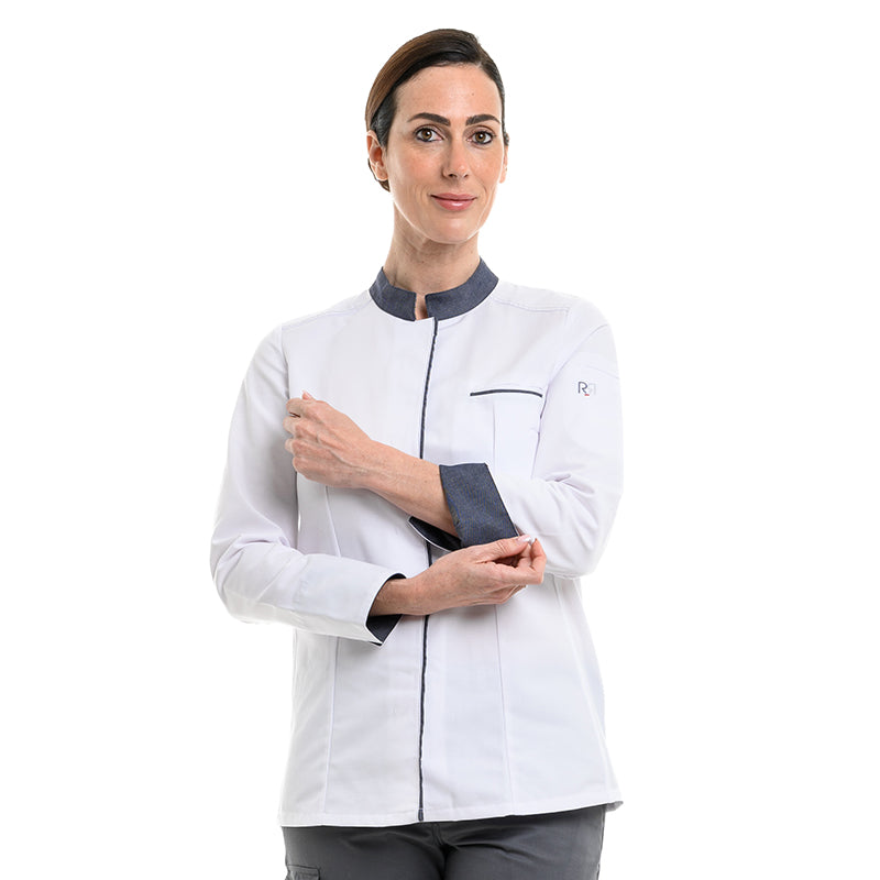 Explore stylish Robur Elbax women's chef jacket perfect for culinary professionals