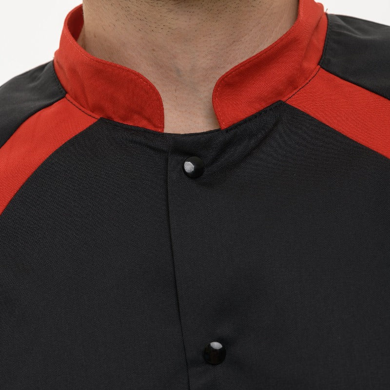 Black and Red Duo Chef Coat - MANELLI