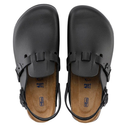 Birkenstock Non-Slip Chef Shoes Professional Black Natural Leather Work Clogs with Strap - KAY SL - BIRKENSTOCK