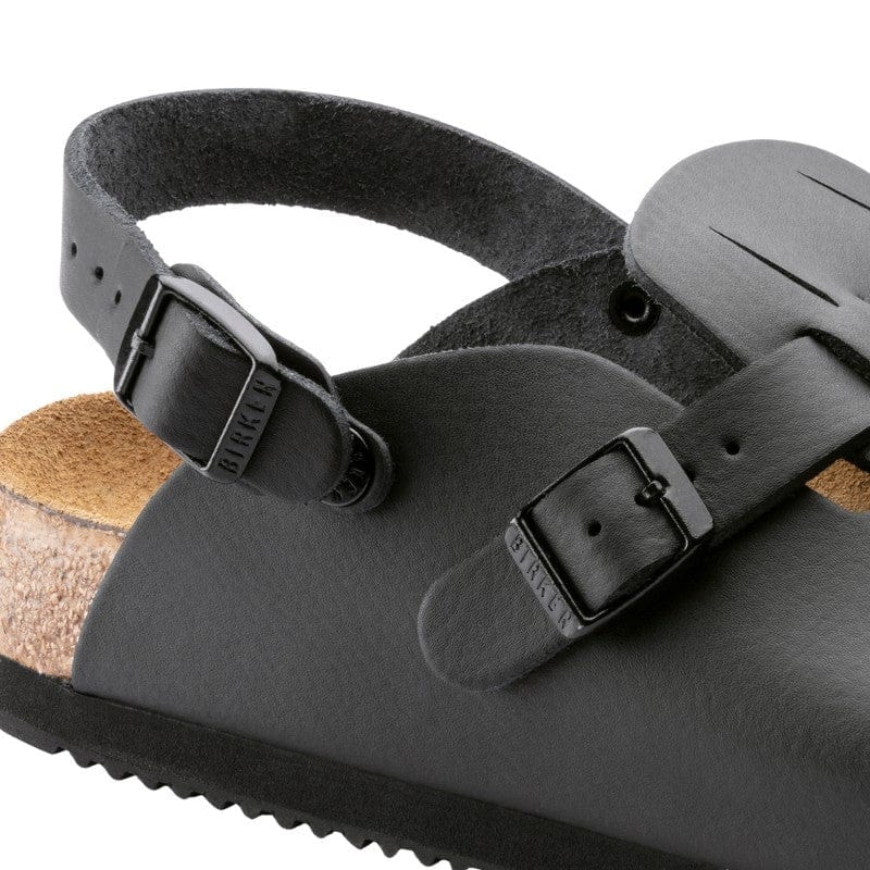 Birkenstock Non-Slip Chef Shoes Professional Black Natural Leather Work Clogs with Strap - KAY SL - BIRKENSTOCK