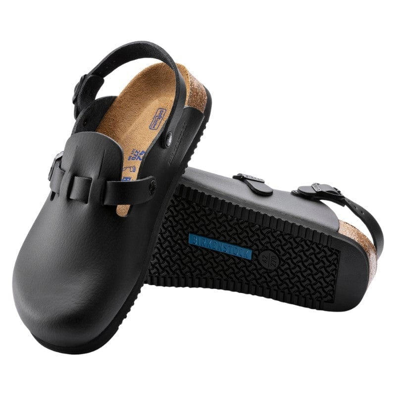 Birkenstock Non-Slip Chef Shoes Professional Black Natural Leather Work Clogs with Strap - KAY SL - BIRKENSTOCK