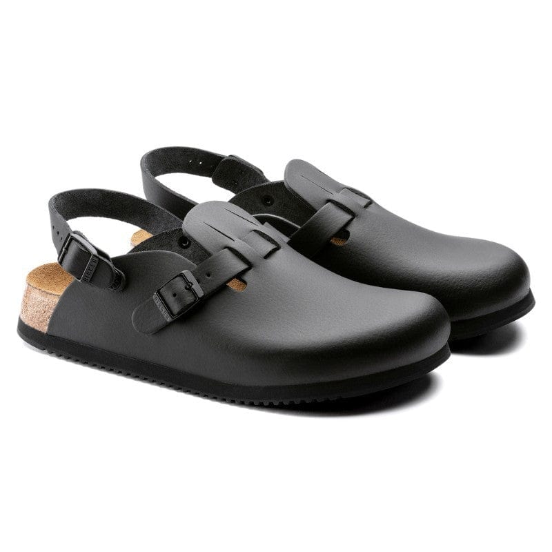 Birkenstock Non-Slip Chef Shoes Professional Black Natural Leather Work Clogs with Strap - KAY SL - BIRKENSTOCK