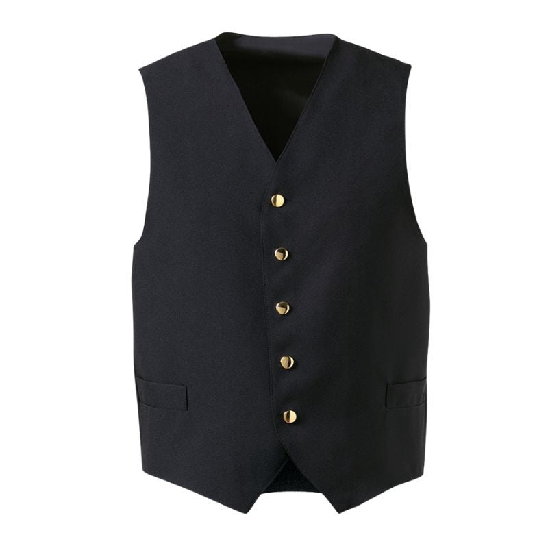 Black Waiter Vest with Gold Buttons - EGOCHEF