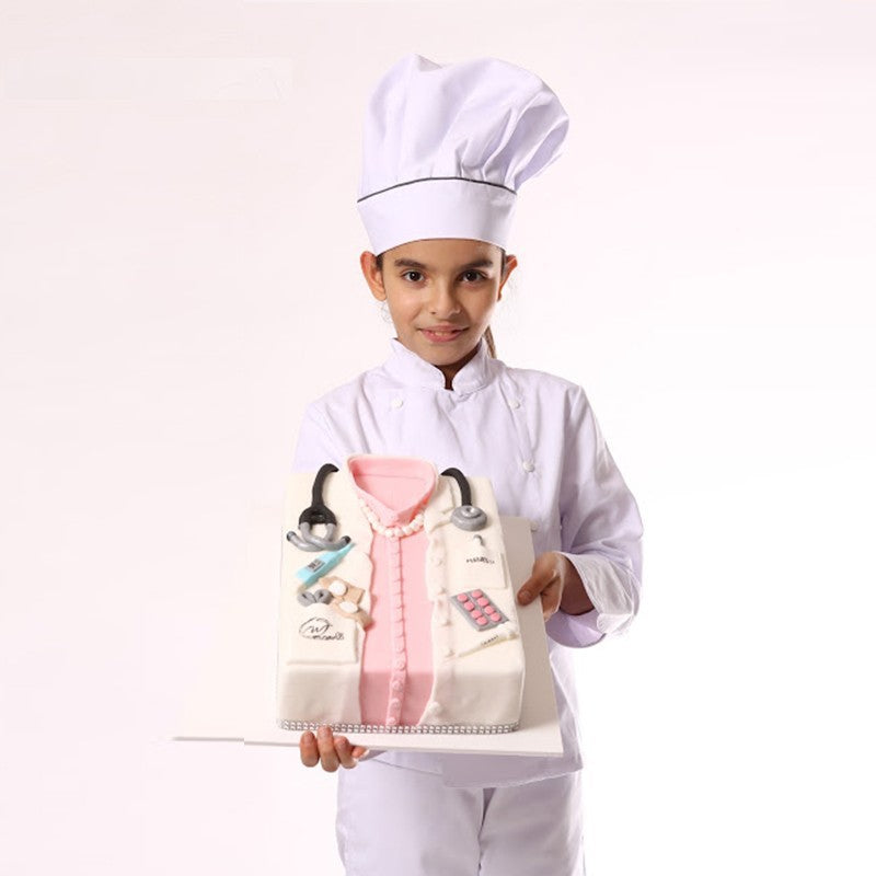 Children's White Chef's Jacket with White Buttons - MANELLI