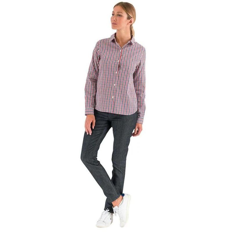 Women's Navy Red Vichy Checked Waitress Shirt - LAFONT SERVICE