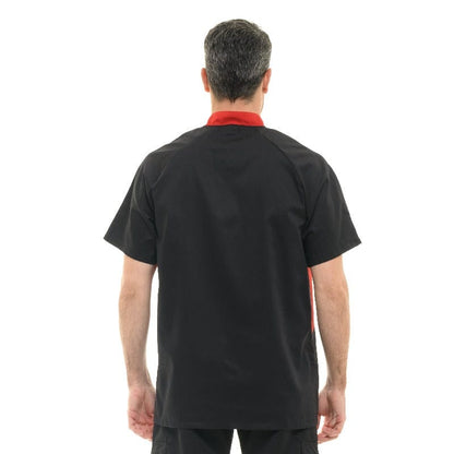 Manelli Black and Red Duo Chef Coat - MANELLI