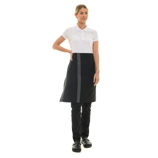 Manelli Black Apron with Gray Stripe 27.56 inch - MANELLI