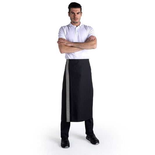 Manelli Black Apron with Gray Stripe 35.43 inch - MANELLI