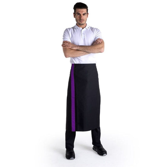 Manelli Black Apron with Purple Stripe 35.43 inch - MANELLI