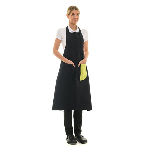 Manelli Black Bib Apron with Lime Band - MANELLI