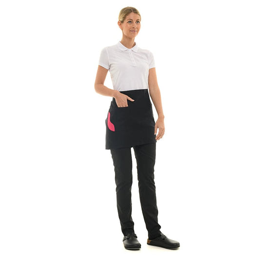 Manelli Black Two-tone Short Apron with Fuschia Pocket - MANELLI