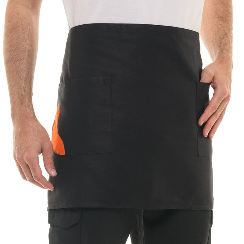 Manelli Black Two-tone Short Apron with Orange Pocket - MANELLI