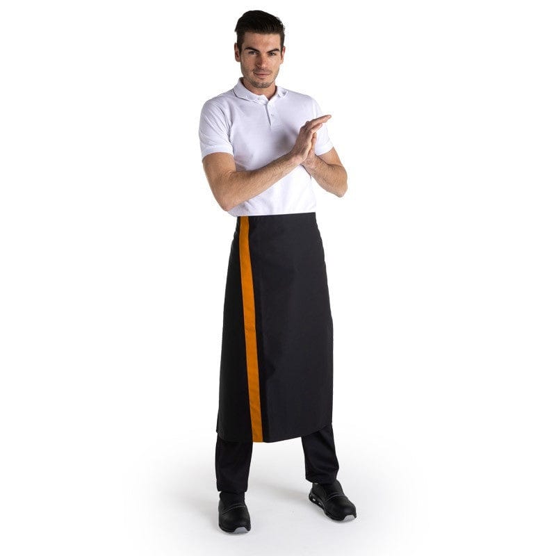 Manelli Black Waiter Apron with Orange Stripes - MANELLI