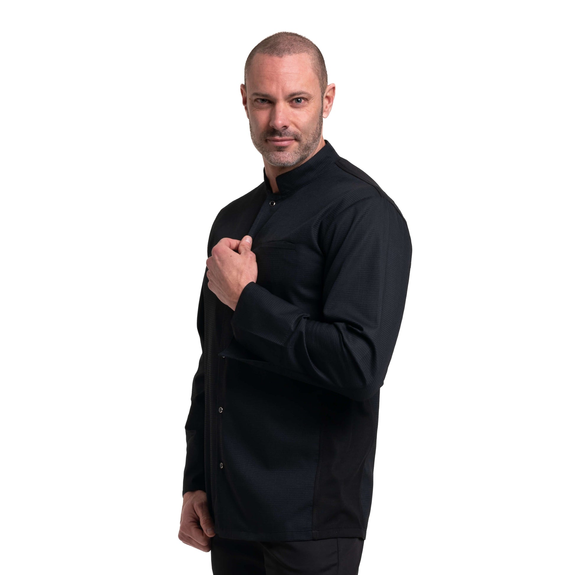 Manelli Men's Long Sleeve Black Chef's Coat - MANELLI