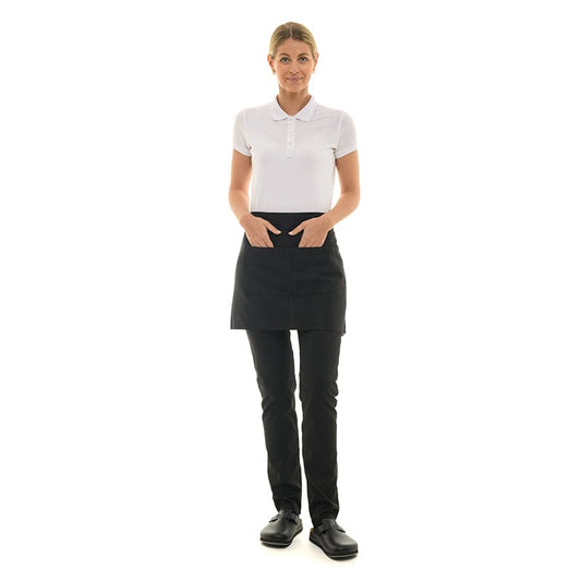 Manelli Short Black Kitchen Apron 15.75 inch With Pocket - MANELLI