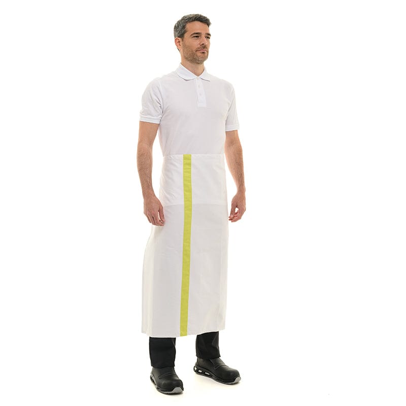 Manelli White Apron with Lime Stripe 35.43 inch - MANELLI