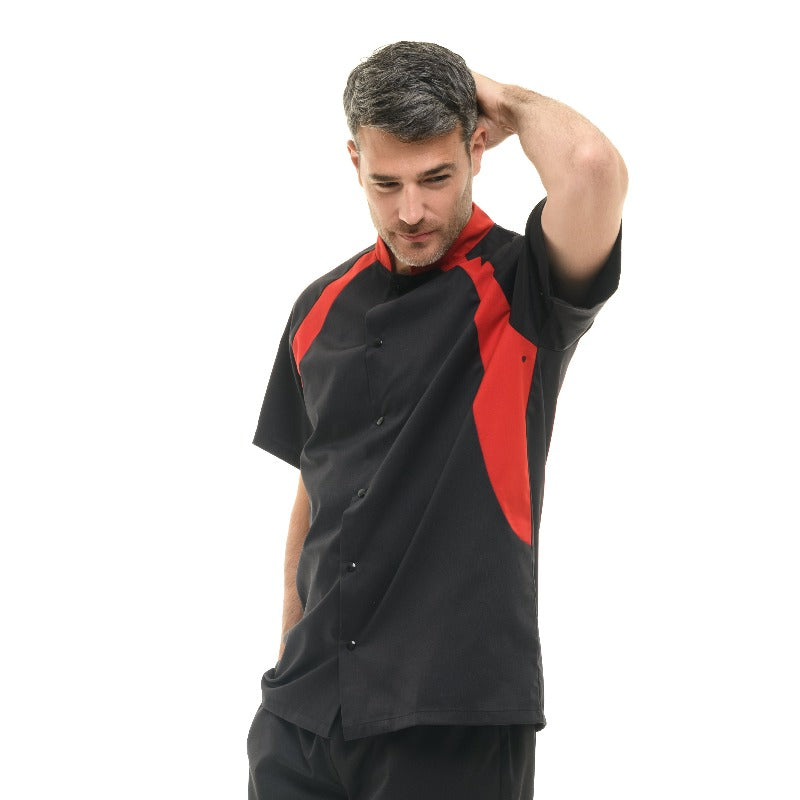 Short-sleeved red collar jacket