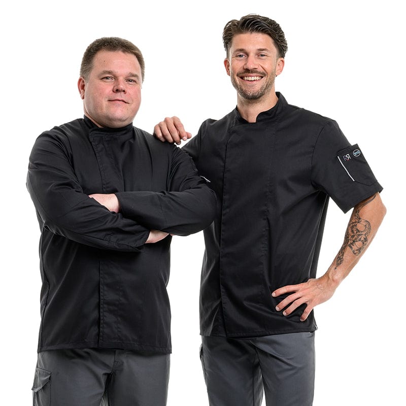 Robur Nero Short Sleeve Chef Coat 37.5 technology Black - ROBUR