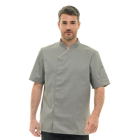 Robur Unisex Gray Short Sleeve Chef's Coat Harti - ROBUR