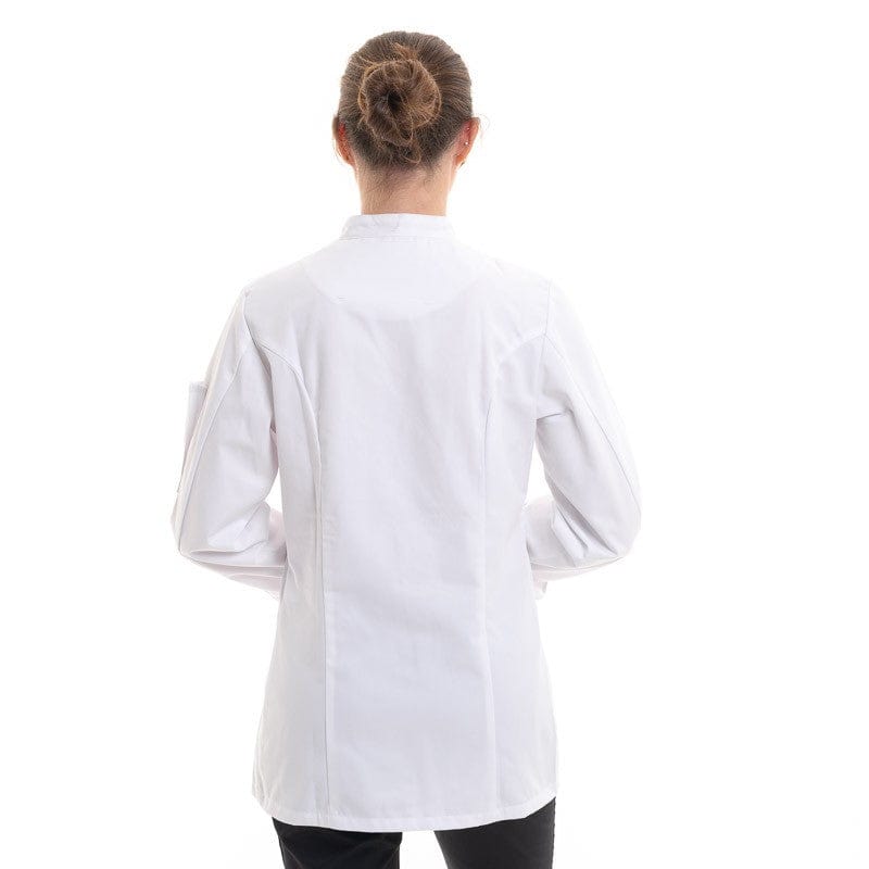 Robur Women's White Chef Coat Long Sleeve Asymmetrical Closure Manille - ROBUR