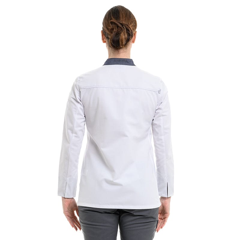 Robur Women's White/Denim Long Sleeve Kitchen Coat Expression - ROBUR