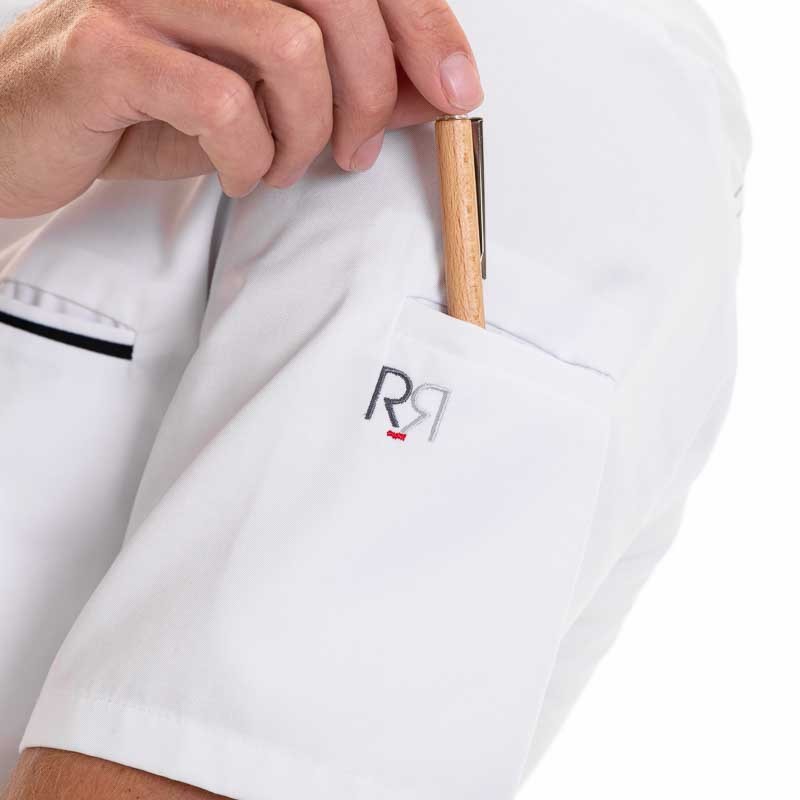 ABAX white and black Short Sleeve kitchen Coat - ROBUR