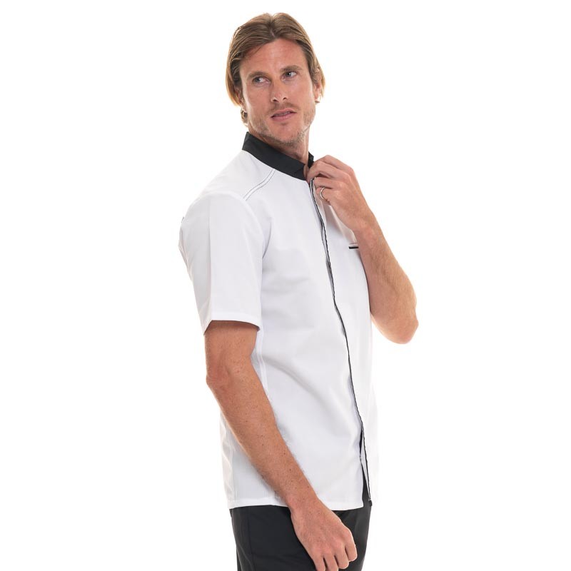 ABAX white and black Short Sleeve kitchen Coat - ROBUR