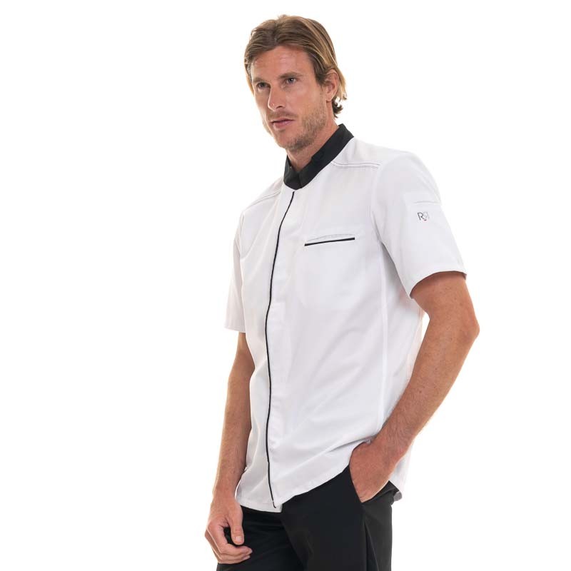 ABAX white and black Short Sleeve kitchen Coat - ROBUR