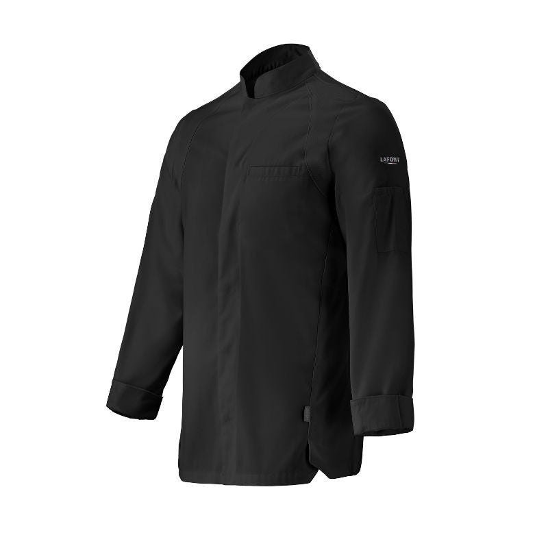 Basil Long Sleeve Men's Black Kitchen Coat - LAFONT