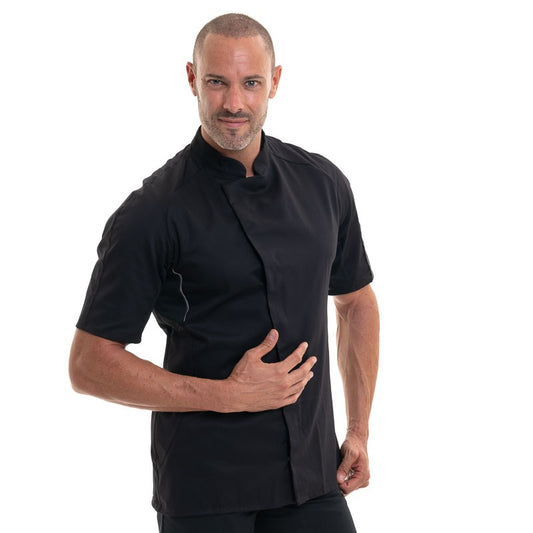 Benak 37.5 Black Short Sleeve Kitchen Coat - ROBUR