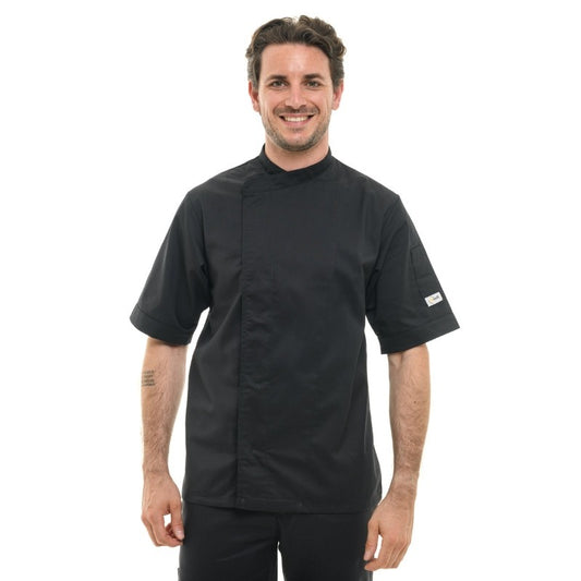 Black Chef Coat Short Sleeve - MANELLI