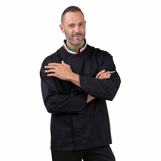 Black kitchen Coat with Italian collar - MANELLI