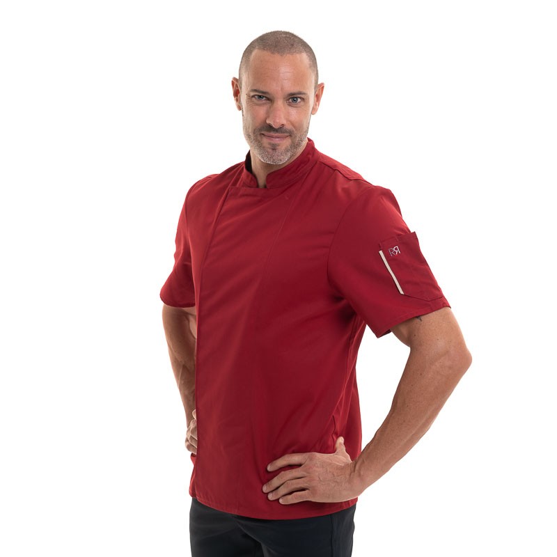 Burgundy Short Sleeve Kitchen Coat Nero - ROBUR