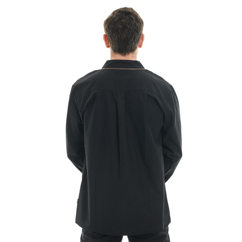 Men's Black Long Sleeve Bi-material Chef Coat Navarre - LAFONT