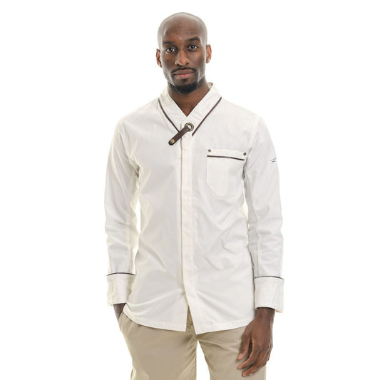 Men's Ecru Long Sleeve Bi-material Kitchen Coat Navarre - LAFONT