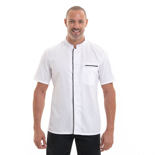 Men's Short-Sleeve White Kitchen Jacket by EKOL Robur - MANELLI