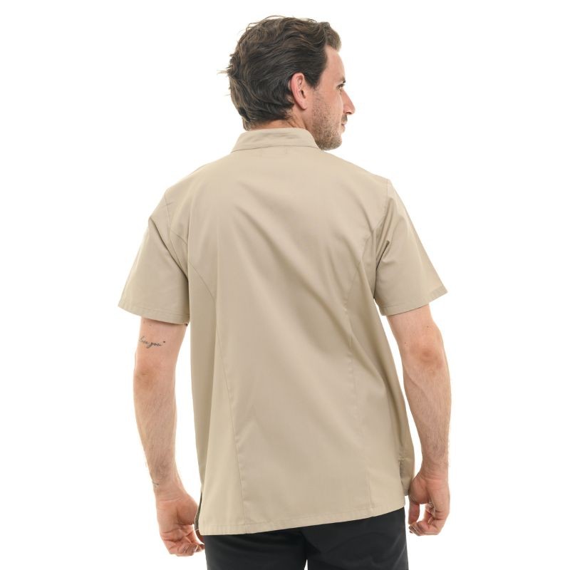 Men's Short Sleeve Beige Cooking Coat Texas - MANELLI