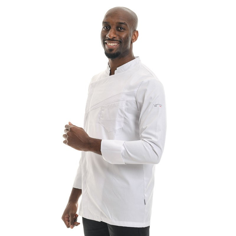 Men's White Double-collar Kitchen Coat Lemongrass - LAFONT