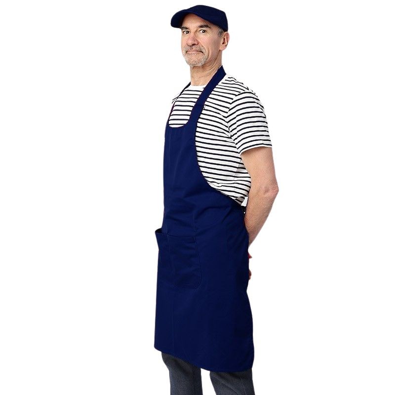 Navy blue 100% Cotton Apron with Pockets - MANELLI