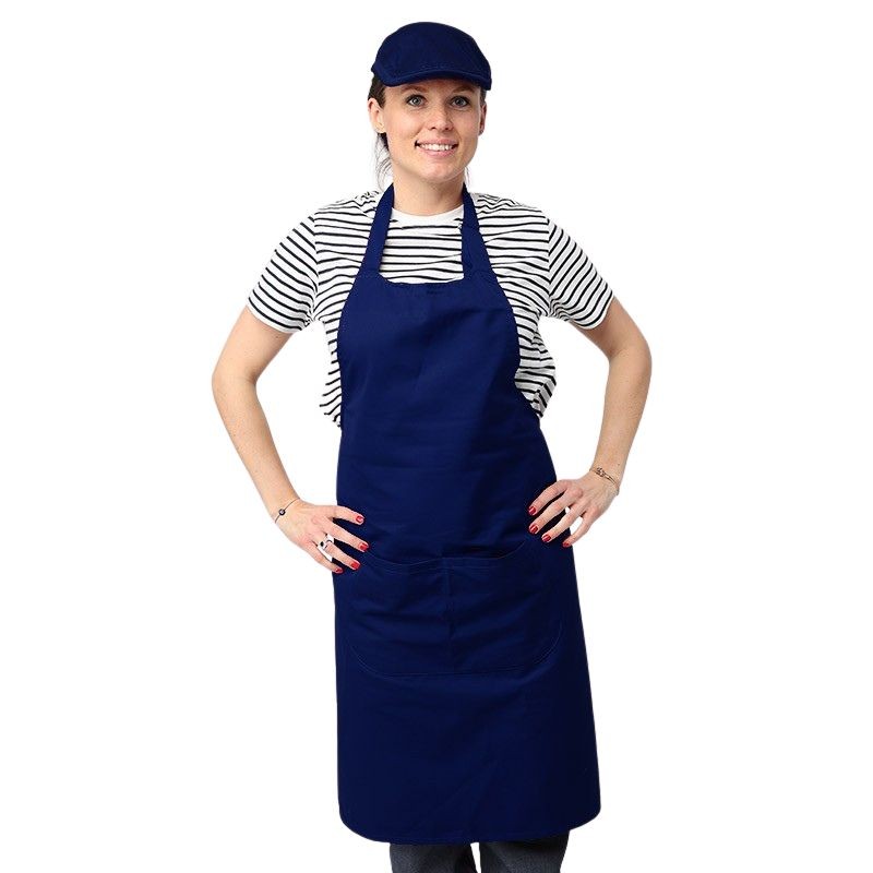 Navy blue 100% Cotton Apron with Pockets - MANELLI