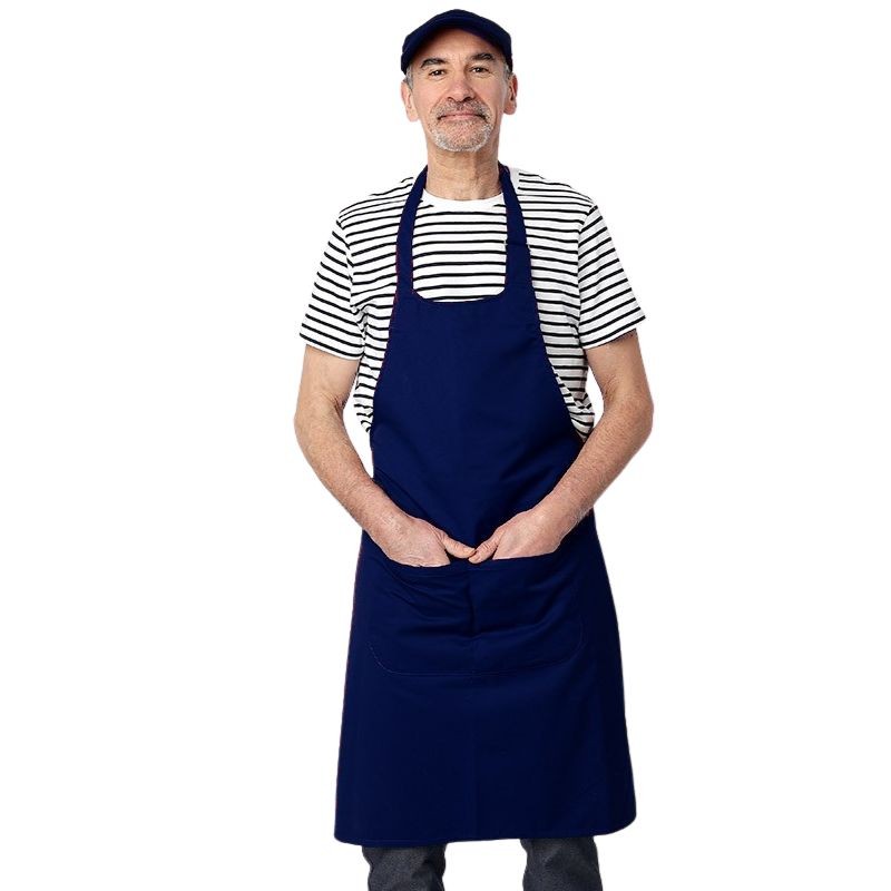 Navy blue 100% Cotton Apron with Pockets - MANELLI