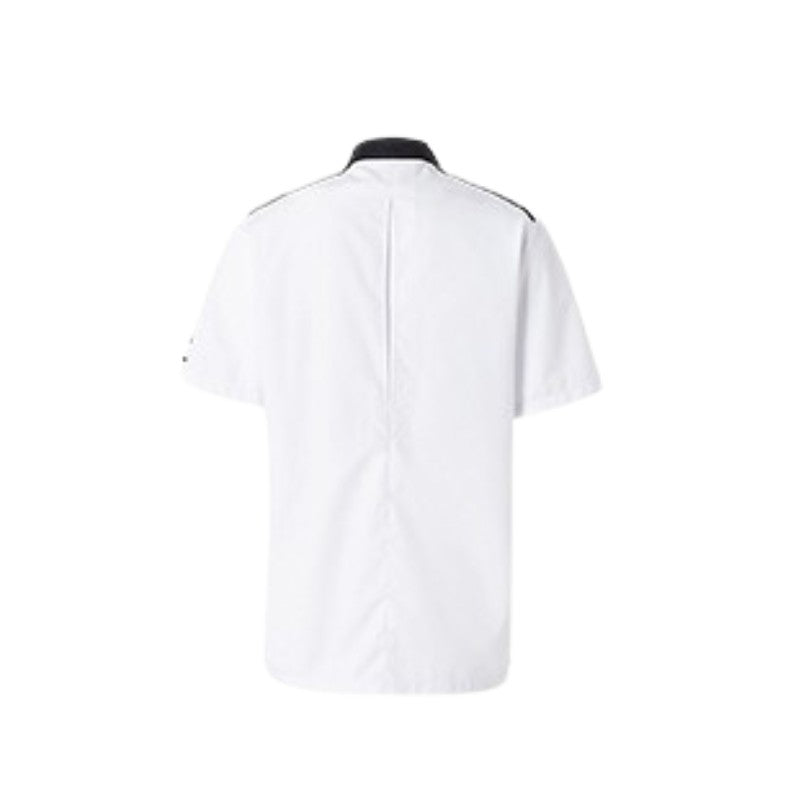 Neospirit White Breathable Chef Coat with Black Piping for Women Short Sleeves - MOLINEL