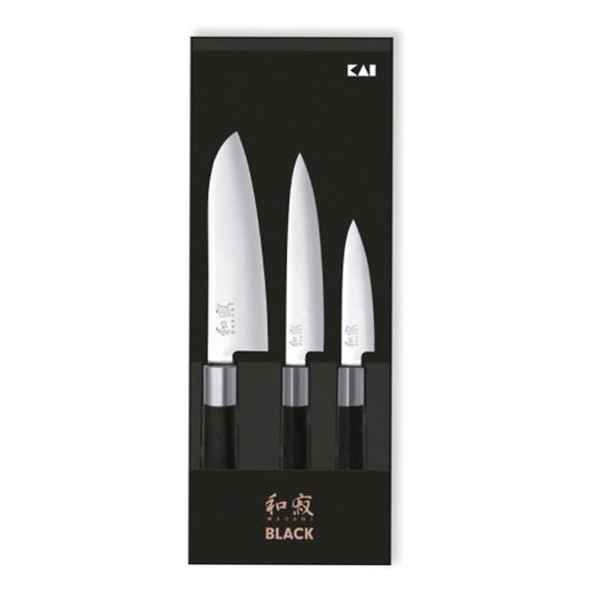 Set of 3 Japanese Knives 67S-310 WASABI BLACK - KAI