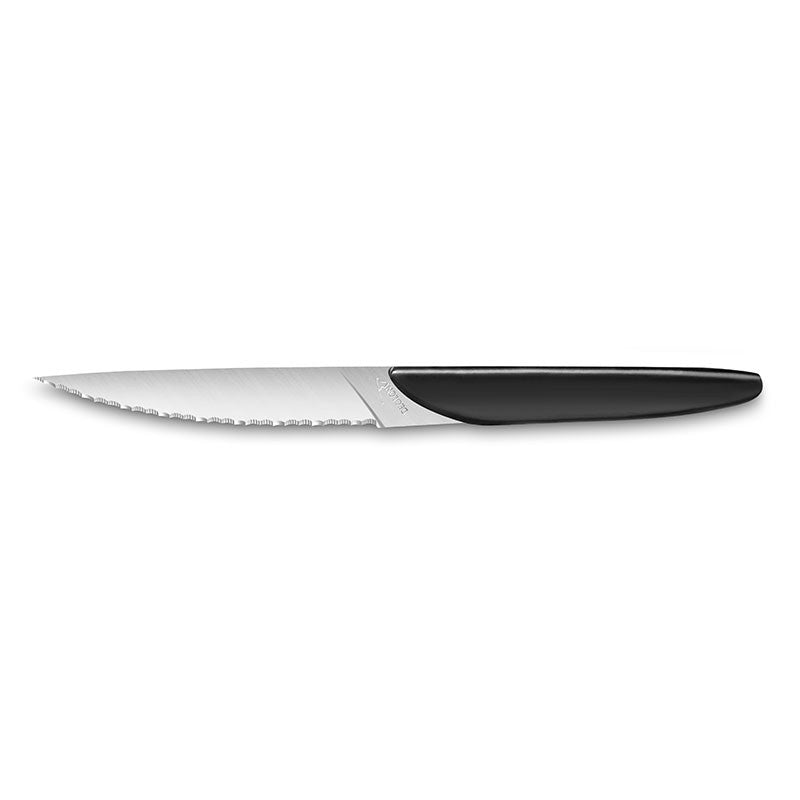 Set of 6 Black Steak Knives with Curved Handles - DEGLON