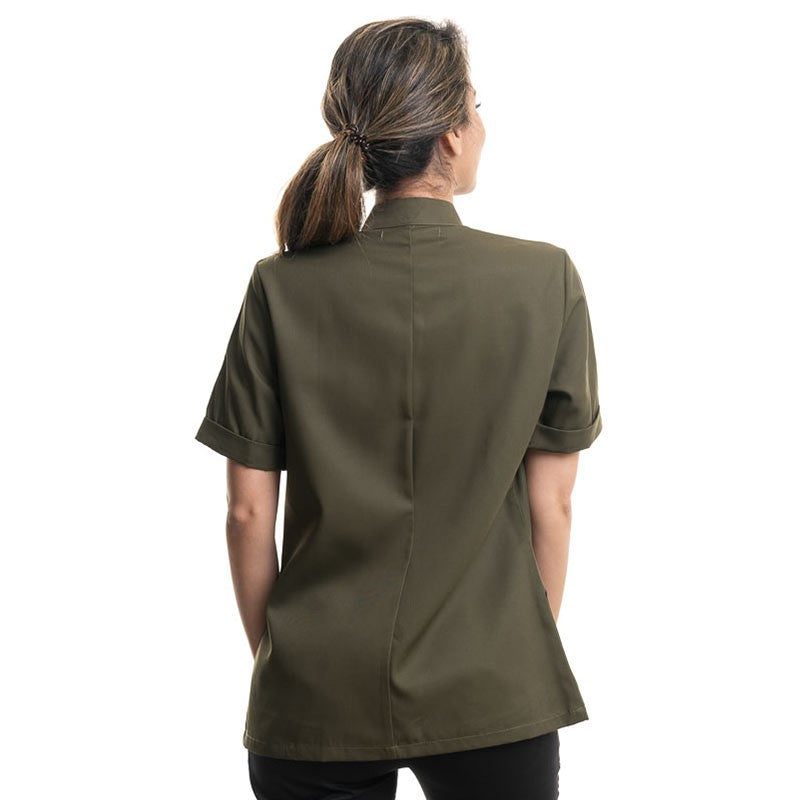 Short Sleeve kitchen Coat ESCALE olive/black - ROBUR