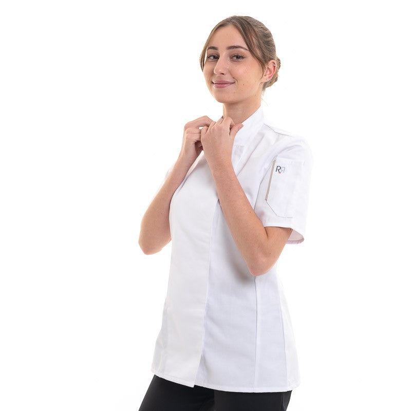 Unera White Chef Coat with Short Sleeve - ROBUR