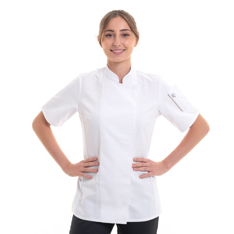 Unera White Chef Coat with Short Sleeve - ROBUR