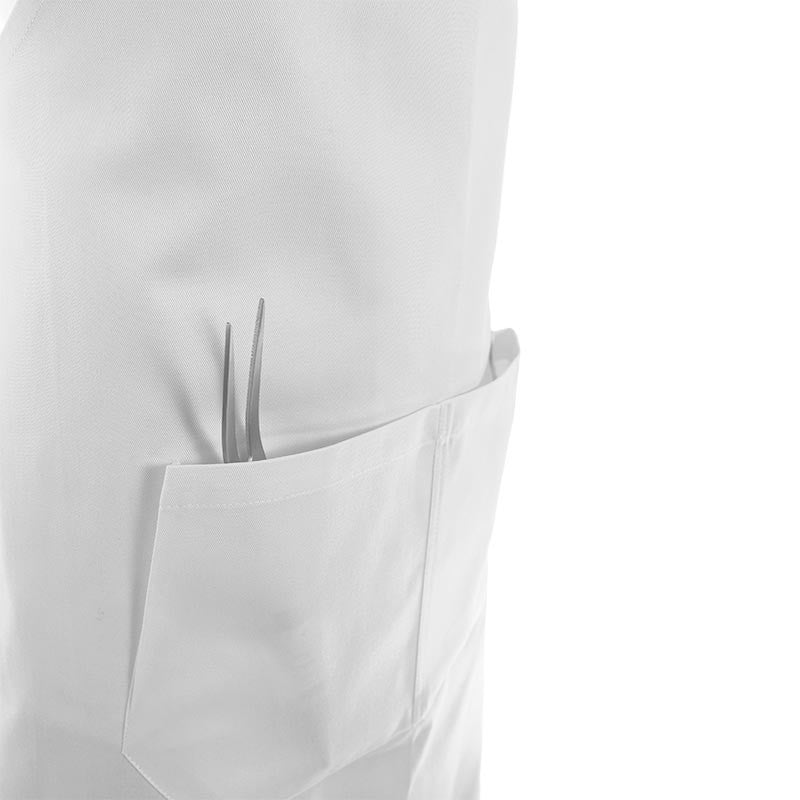 White Apron With Double Pocket Bib 100% Cotton - MANELLI